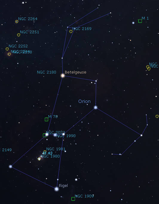 Orion as shown in the evening