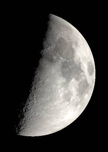 First Quarter Moon with binoculars or low power telescope