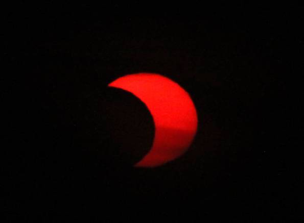 The partially eclipsed Sun this morning