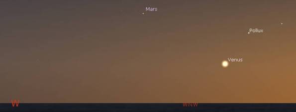 Venus and Pollux in evening twilight