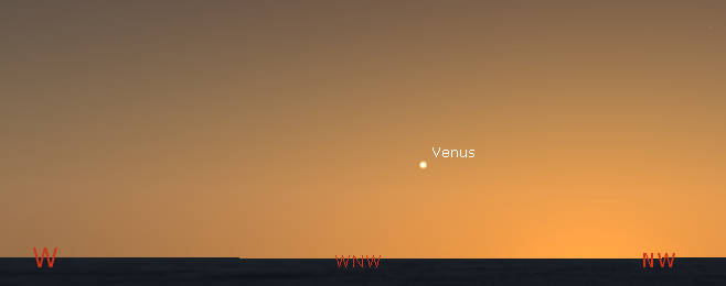 Venus on a flat lake horizon at 10 pm