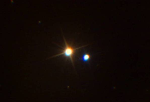 Albireo photographed in a telescope