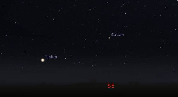 Jupiter and Saturn at 11 pm
