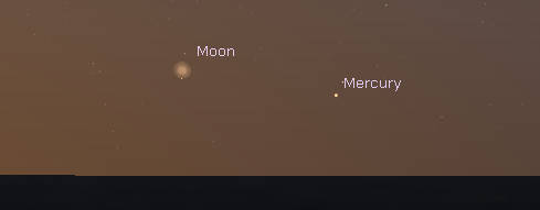 Mercury and the Moon at 5:15 am