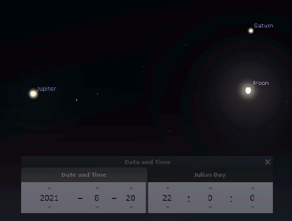 Moon passing Saturn animation