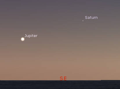 Jupiter and Saturn in the southeast