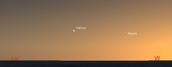 Vednus and the Moon in evening twilight