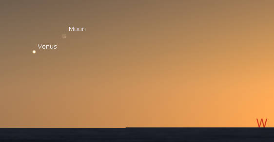 Venus and te Moon in evening twilight