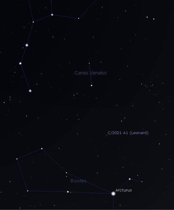 Comet Leonard Finder chart