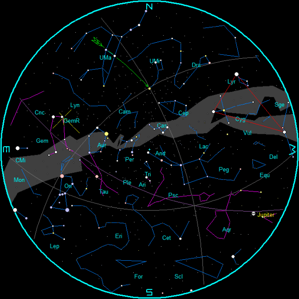 December Evening Star Chart