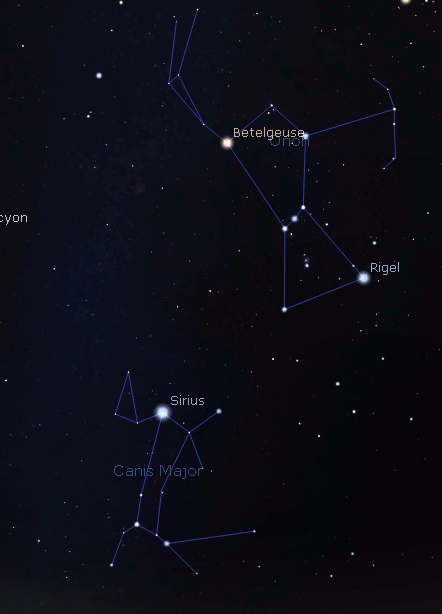 Orion's belt points to Sirius