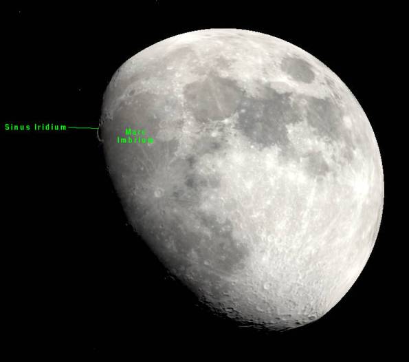 Sunrise at Sinus Iridium, full Moon disc