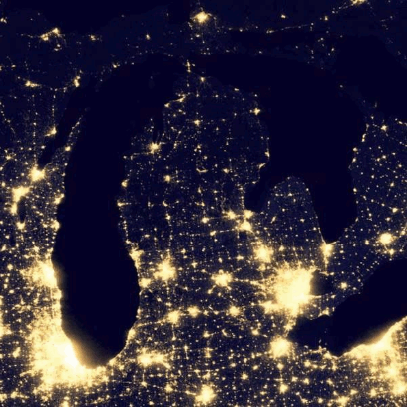 Michigan lights at night from space