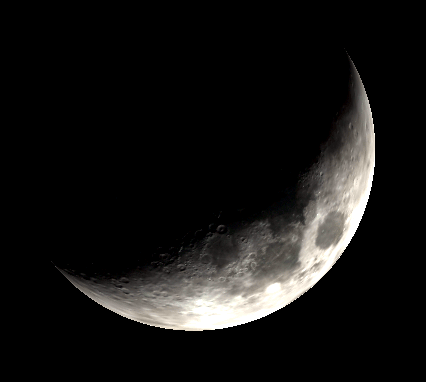 Annotated crescent Moon