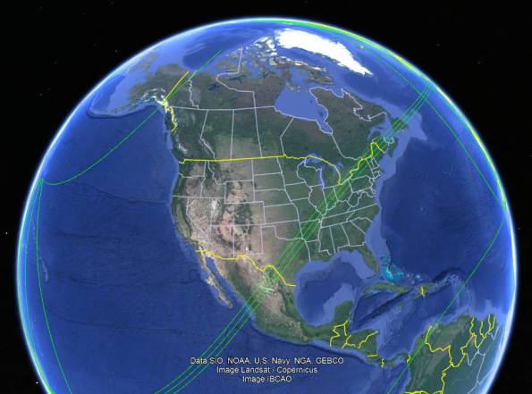 Path across the US of the April 8 2024 total solar eclipse