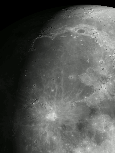Northern gibbous Moon terminator area