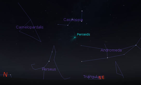 Finder chart for Perseid Radiant for August 25, 11pm