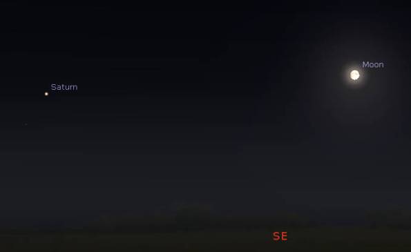 Saturn and the Moon at 10 in the evening