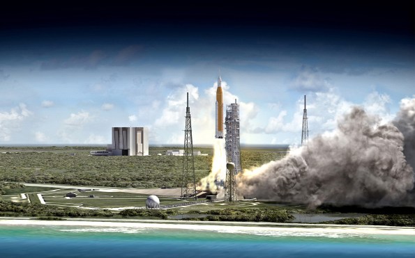 Simulated Artemis launch from Launch Pad 39B