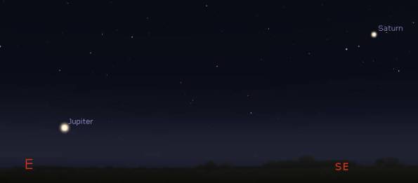 Jupiter and Saturn at 9 pm