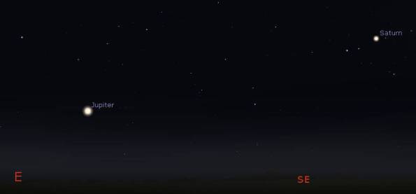 Jupiter and Saturn at 9 pm