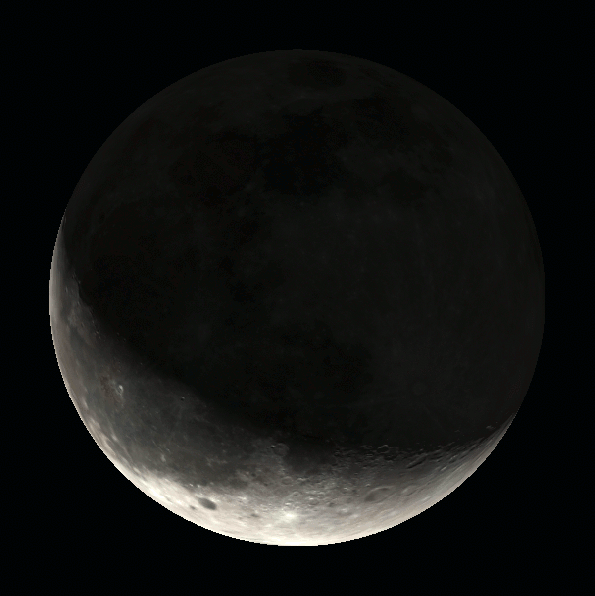 Waning crescent Moon labeled/unlabeled animation