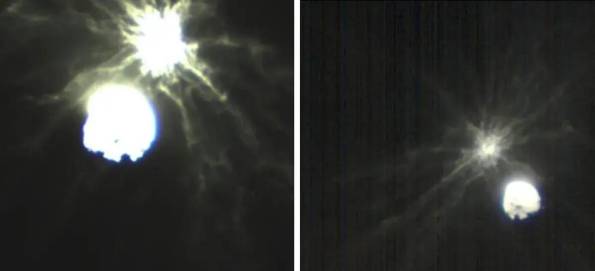 Two images from the LiciaCube satellite