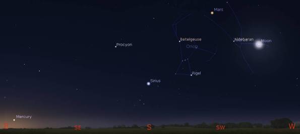 Morning planets Mars, Mercury and Moon