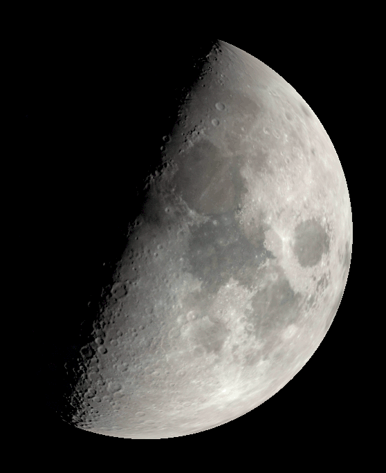 Binocular First Quarter Moon with labels tonight