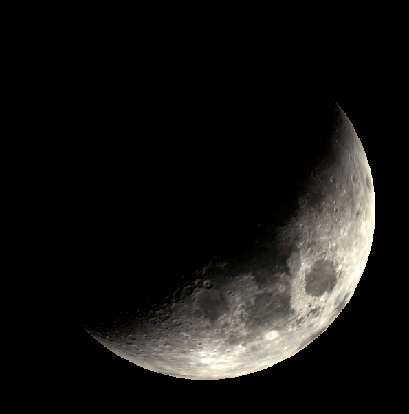 Waxing crescent Moon as it might appear tonight