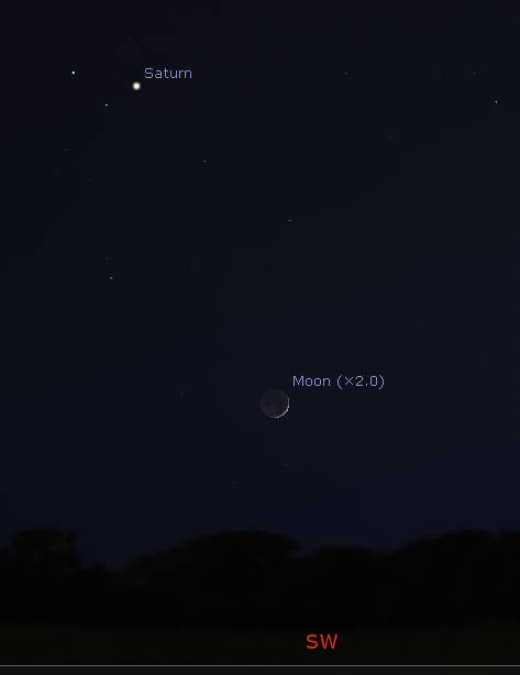 The Moon and Saturn at 6:30 pm tonight, 12/26/22