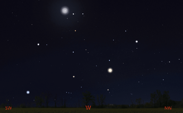 Evening planets and stars at 10 pm