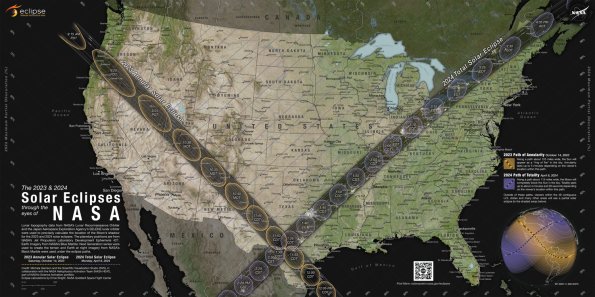 NASA Eclipse Map for 2023 and 2024