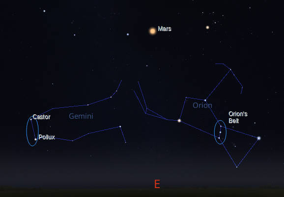 Orion's belt stars rising