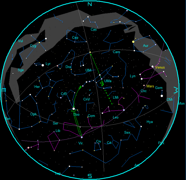 May evening star chart