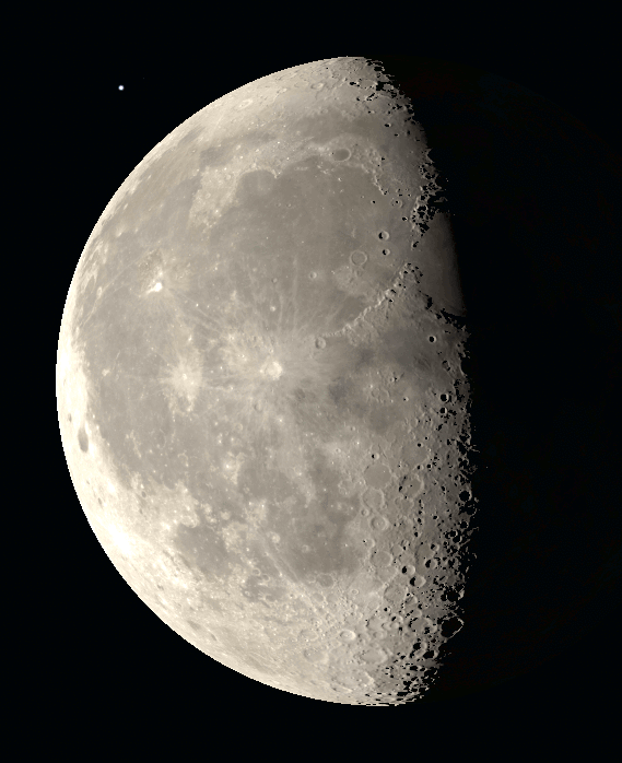 Annotated waning gibbous Moon animation