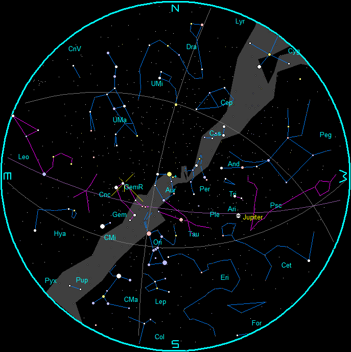 The sky dome for midnight on the night of December 14/15th.