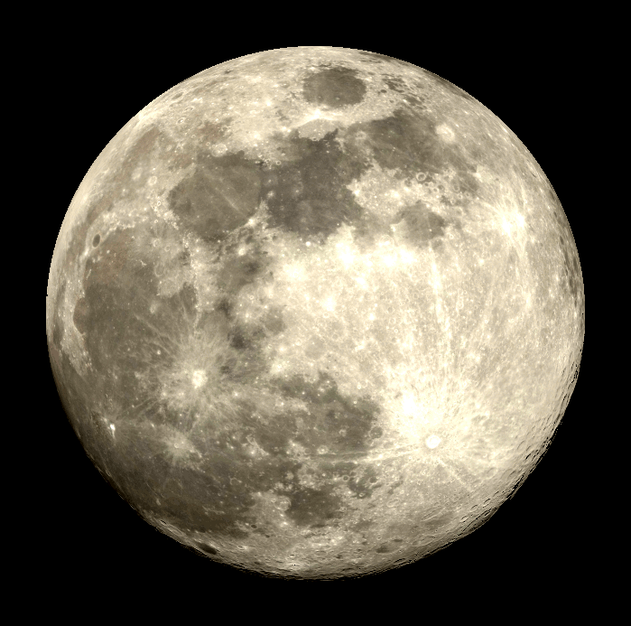 The nearly full moon visible in binoculars or small telescopes