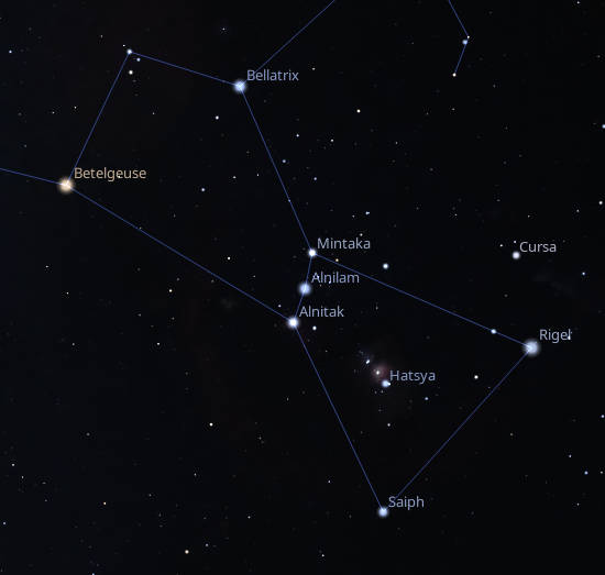 Here are the brightest stars in Orion