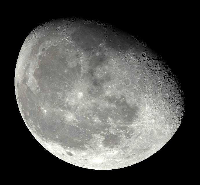 Annotated waning gibbous Moon