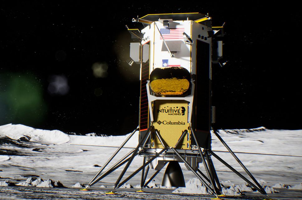 An artist rendition of the Intuitive Machines' IM-1 Odysseus Lander on the Moon