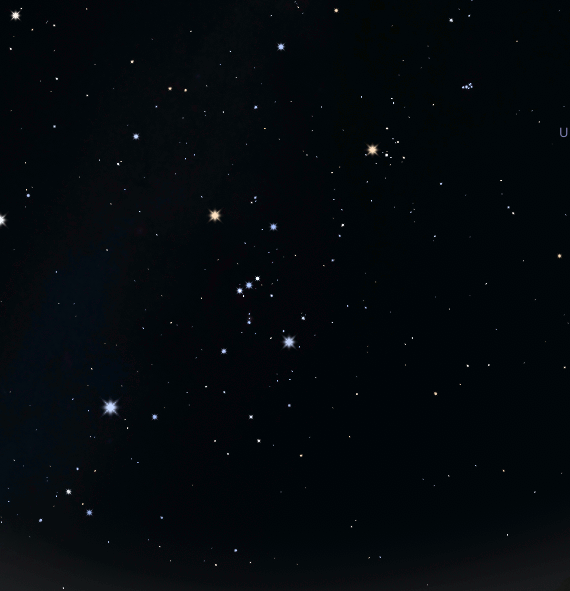 Orion is facing off Taurus the bull. Beneath the Orion's feet is Lepus the hare.