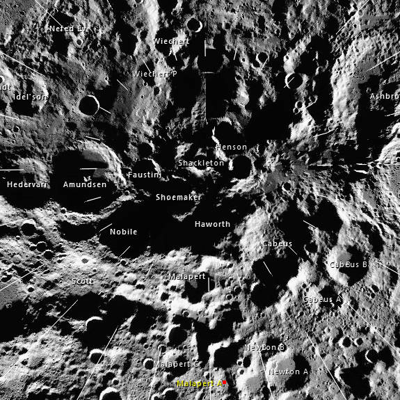 The South Pole area of the Moon by Virtual Moon Atlas