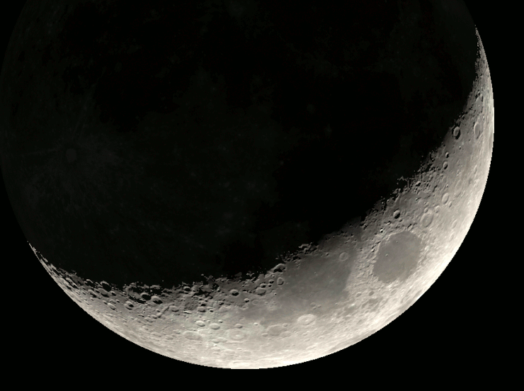 Annotated 3 day old Moon