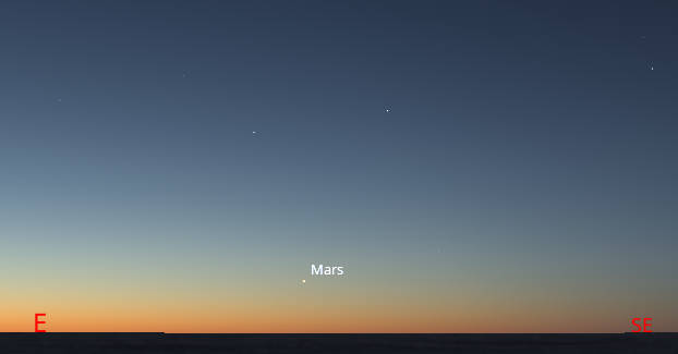 Mars as seen about 6:50 in the morning
