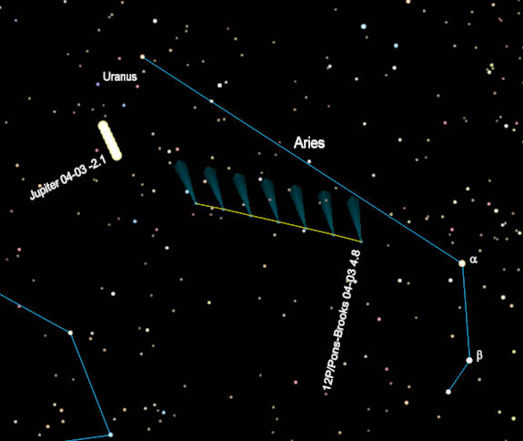 A finder chart for Comet Pons-Brooks for the next week