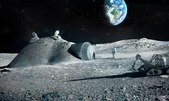 A proposed robot built Moonbase habitat designed for ESA