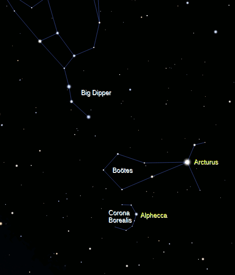 The Corona Borealis finder animation in four frames