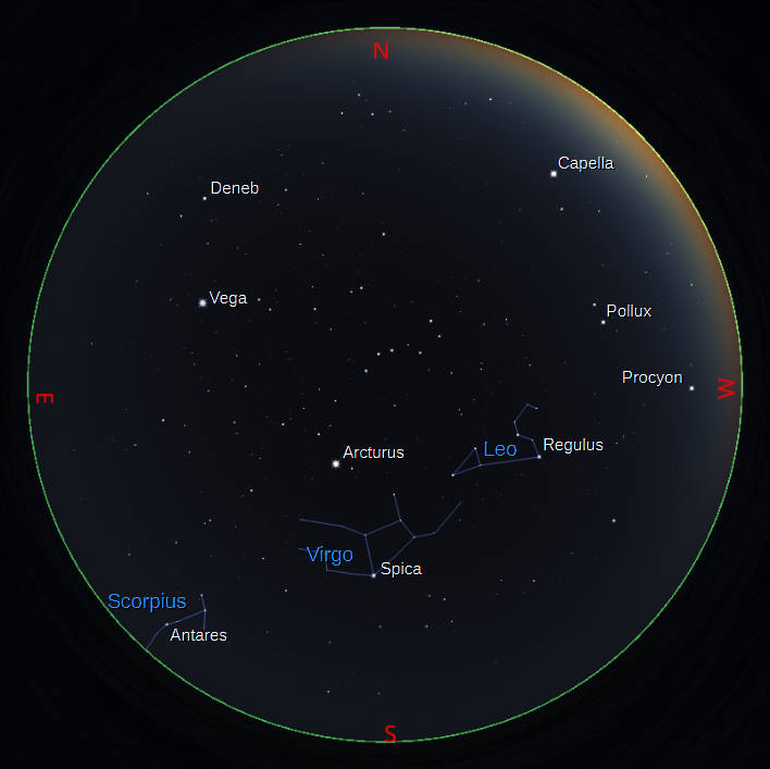 The Dome of the sky at 10:30 PM tonight, May 27th, 2024