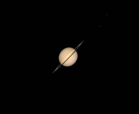 A telescopic view of Saturn